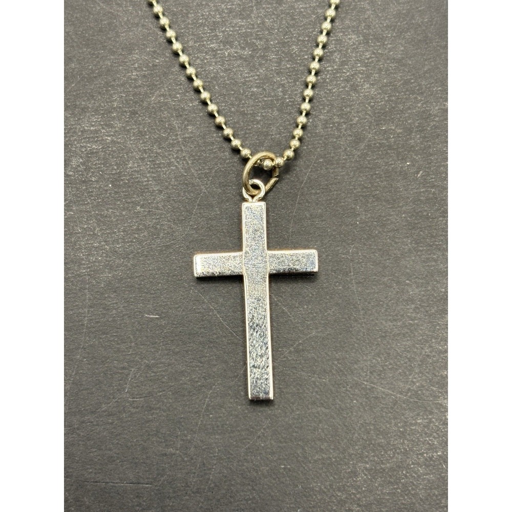 16" Sterling Silver Cross Pendant Necklace 925 4.9 Grams H5